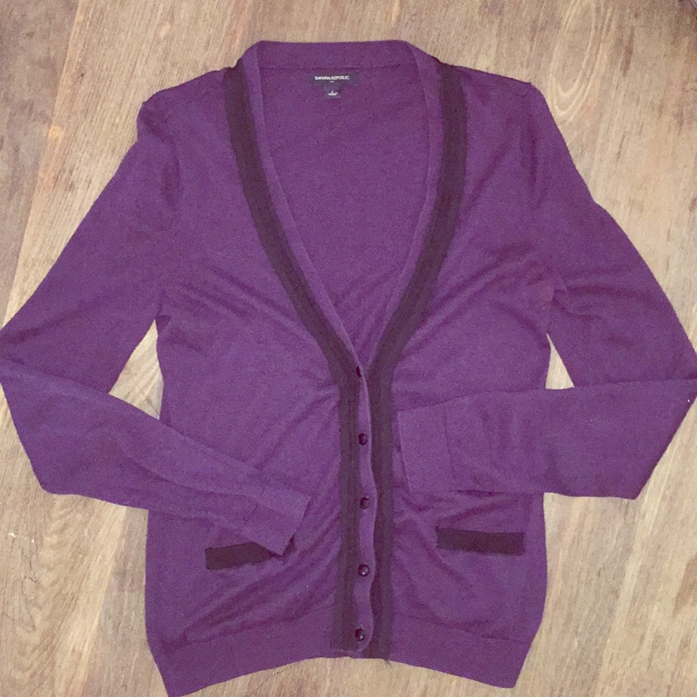 BR purple cardigan